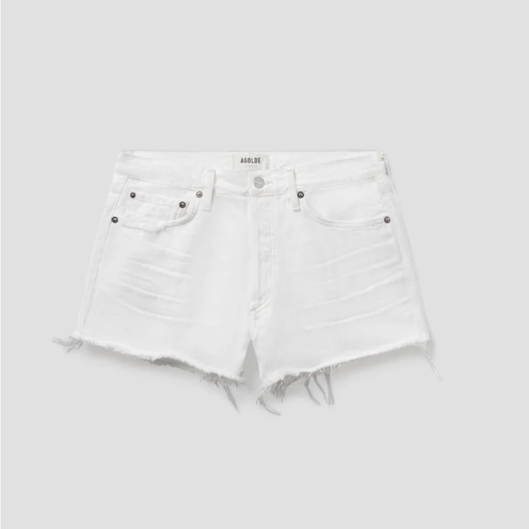Agolde White Jean Parker Vintage Denim Cutoff Fringe Shorts Size 27 - Picture 6 of 11
